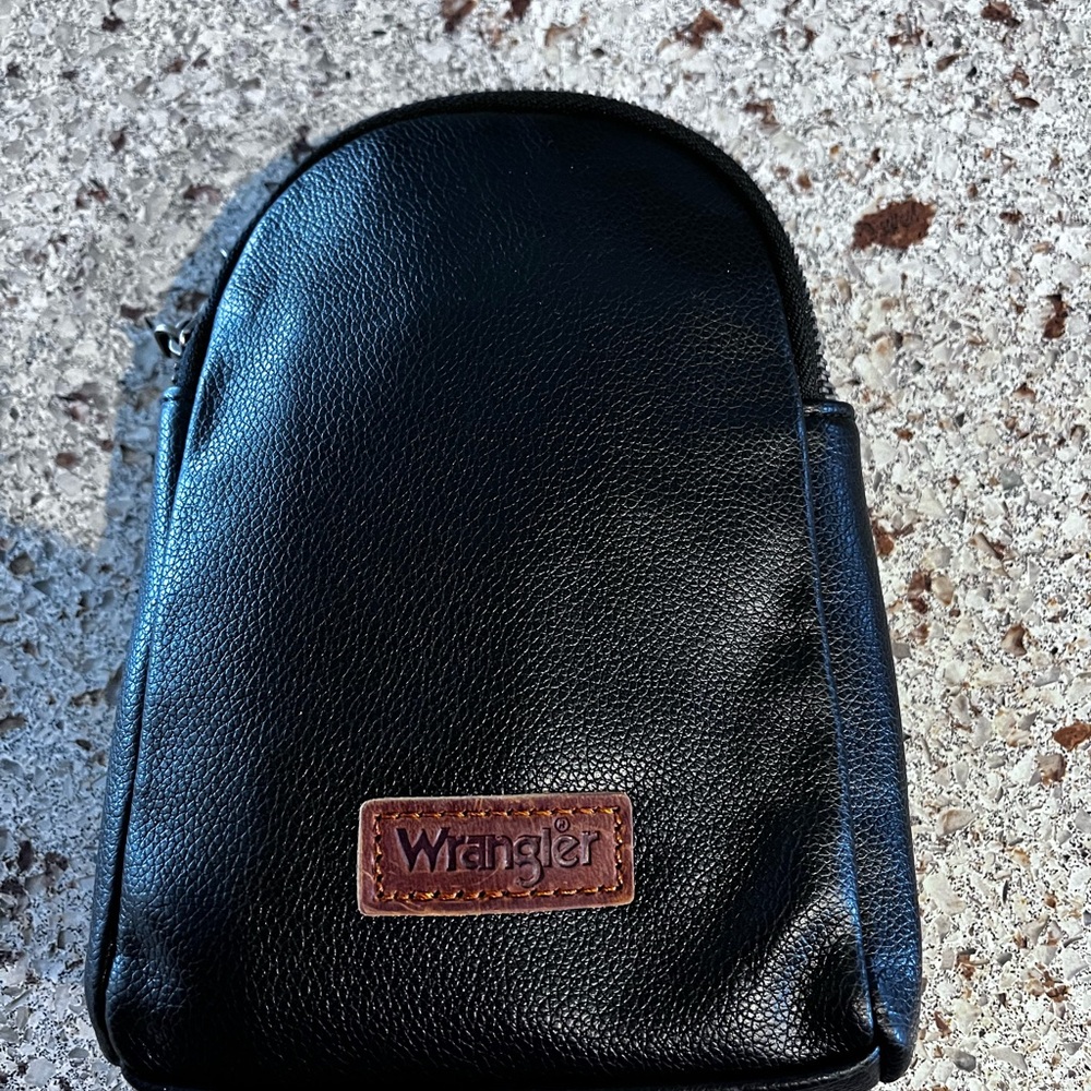 NWT Wrangler Black Leather Crossbody Bag